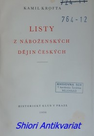 LISTY Z NÁBOŽENSKÝCH DĚJIN ČESKÝCH