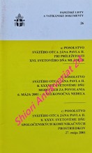 POSOLSTVO SVÄTÉHO OTCA JÁNA PAVLA II.PRI PRÍLEŽITOSTI XVI. SVETOVÉHO DŇA MLÁDEŽE / POSOLSTVO SVÄTÉHO OTCA JÁNA PAVLA II. K XXXVIII. SVETOVÉMU DŇU MODLITIEB ZA POVOLANIA 6. MÁJA 2001 - 4. VELKONOČNÁ NEDELA / POSOLSTVO SVÄTÉHO OTCA JÁNA PAVLA II. K XXXV. SV