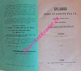 SYLLABUS JEHO SVÁTOSTI PIA IX., jejž vykládá s povinným zřetelem ku syllabu náčelníka svobodných myslitelů Alfonse Padařovského