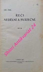 ŘEČI NEDĚLNÍ A SVÁTEČNÍ - Svazek III - svazek 1