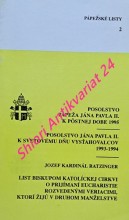 POSOLSTVO PÁPEŽA JÁNA PAVLA II. K POSTNEJ DOBE 1995 / POSOLSTVO JÁNA PAVLA II. K SVETOVÉMU DŇU VYSŤAHOVALCOV 1993 - 1994 / LIST BISKUPOM KATOLÍCKEJ CIRKVI O PRIJÍMANÍ EUCHARISTIE ROZVEDENÝMI VERIACIMI, KTORÍ ŽIJÚ V DRUHOM MANŽELSTVE