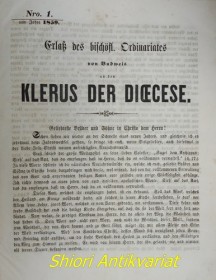 Erlaß des bischöfl. Ordinariates von Budweis an den Klerus der Diöcese